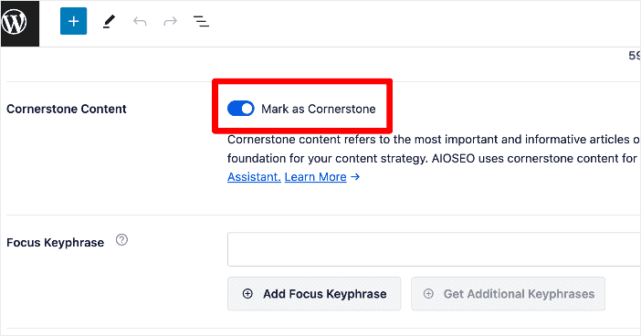 Cornerstone Content toggle