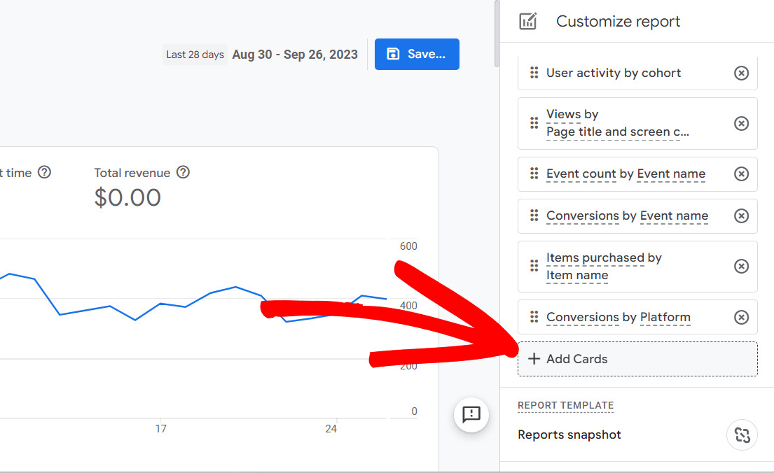 Add cards to your GA4 dashboard