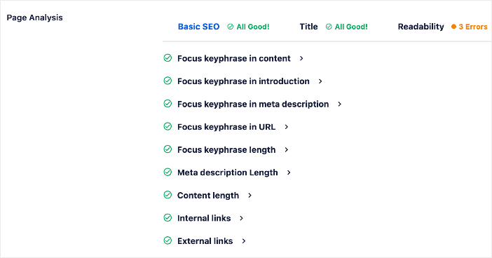 AIOSEO's TruSEO analysis example