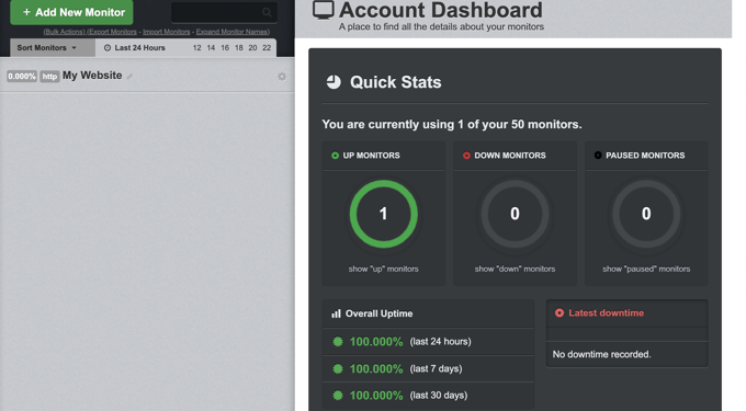 Uptime Robot Dashboard Stats