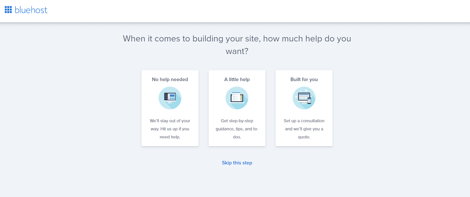 Bluehost Website Building Assistance