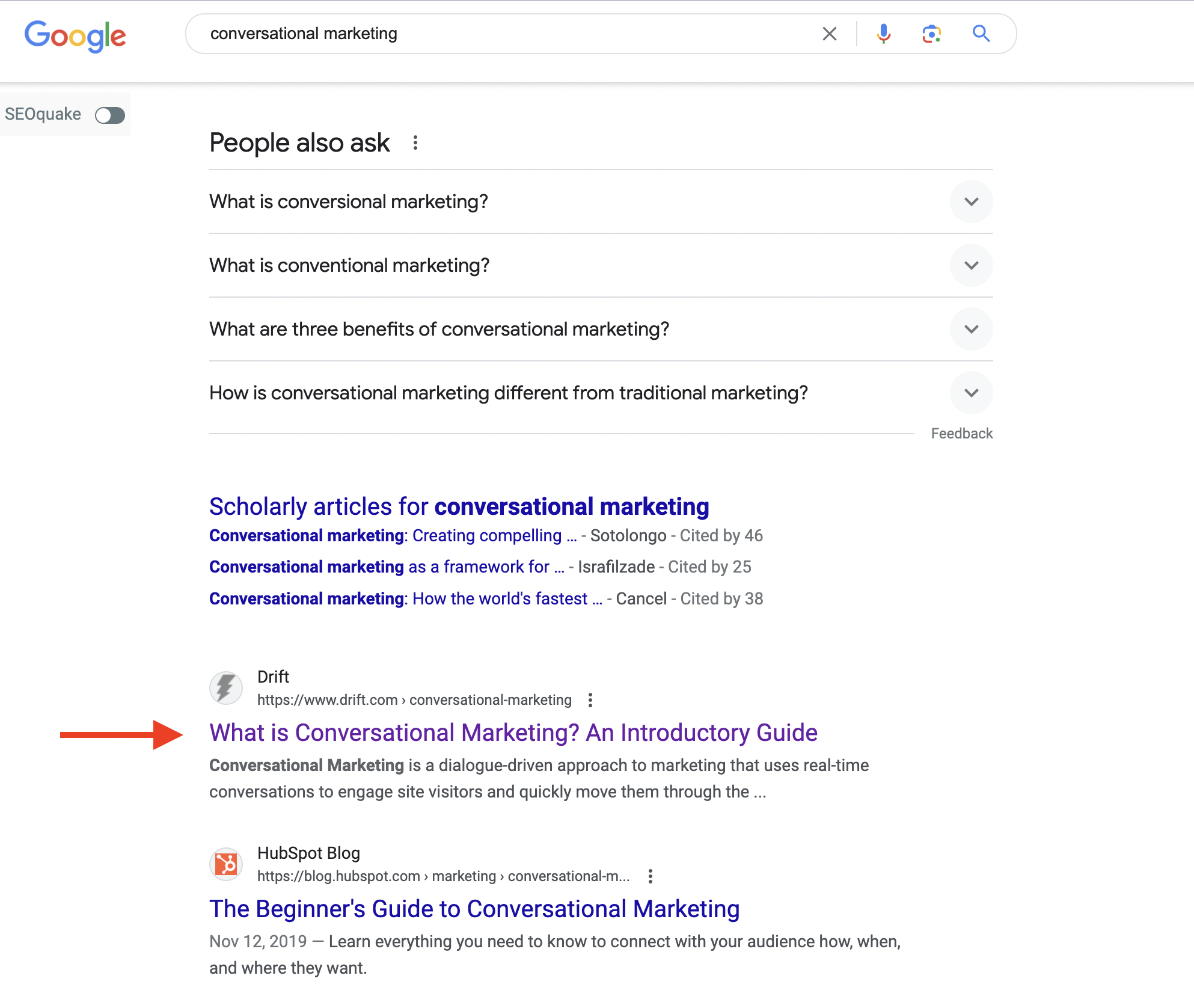 conversational marketing google serp