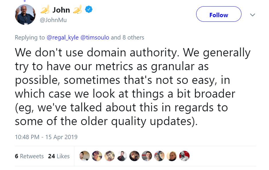 Tweet by JohnMu