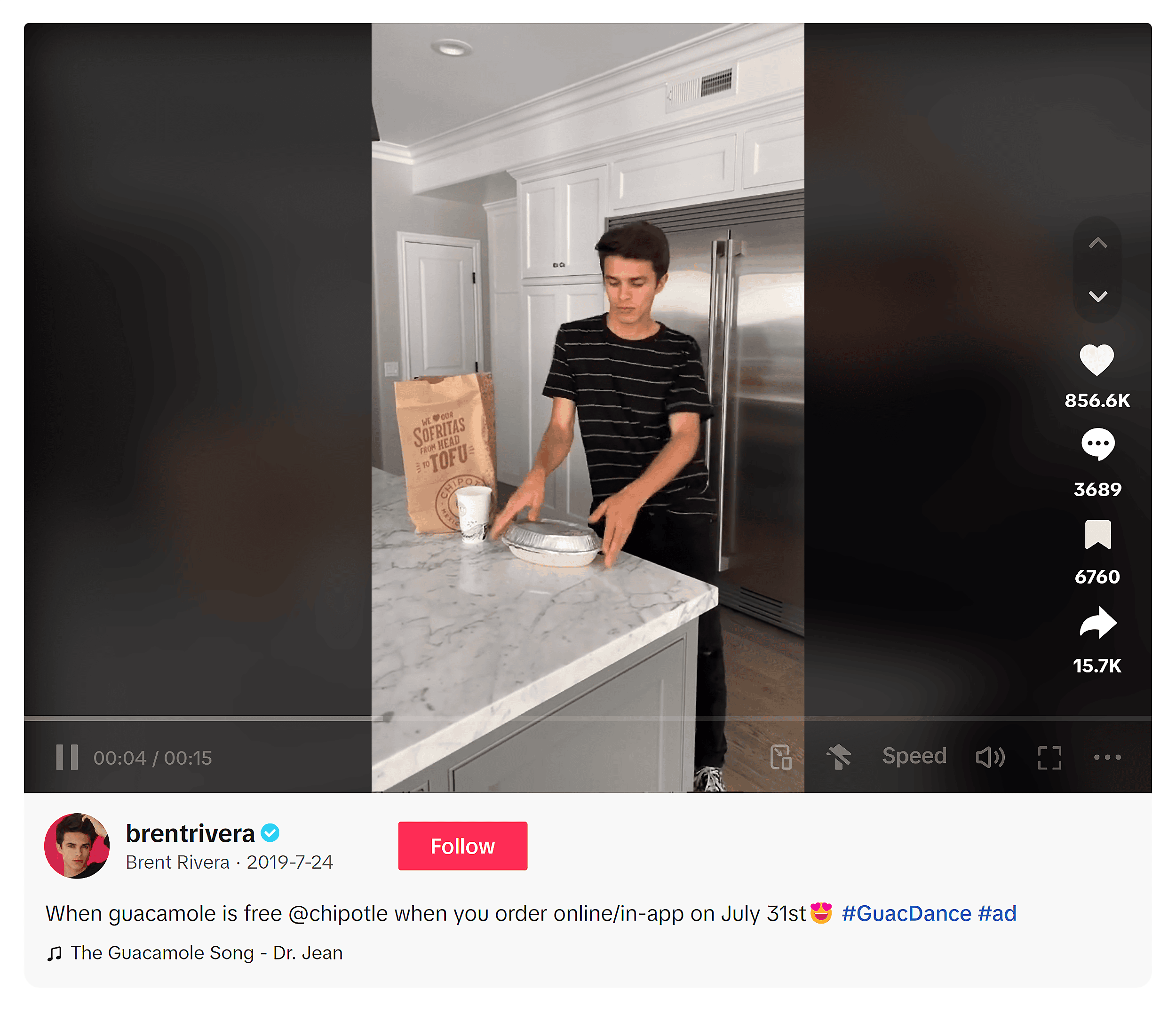 TikTok – Brent Rivera video