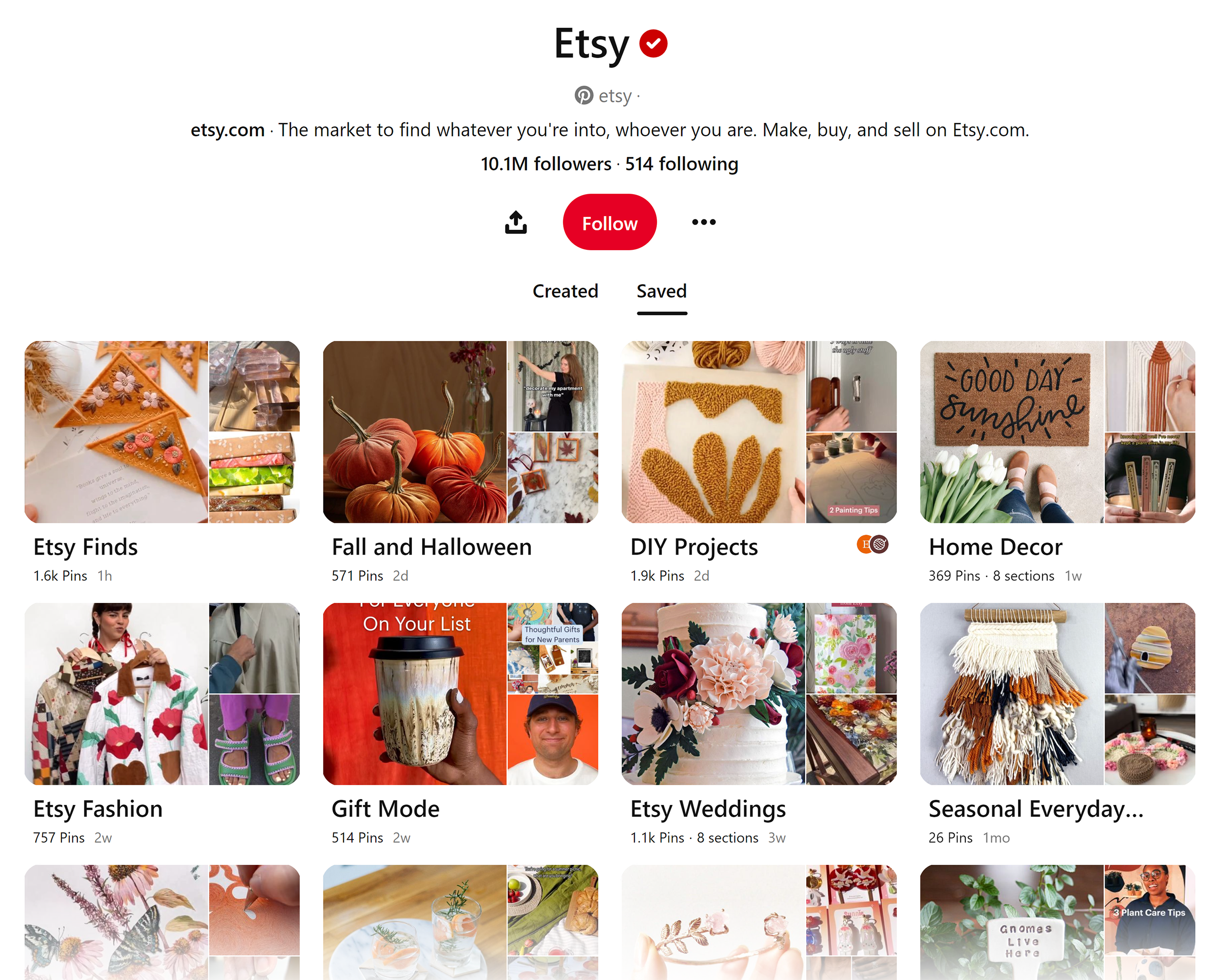 Pinterest – Etsy boards