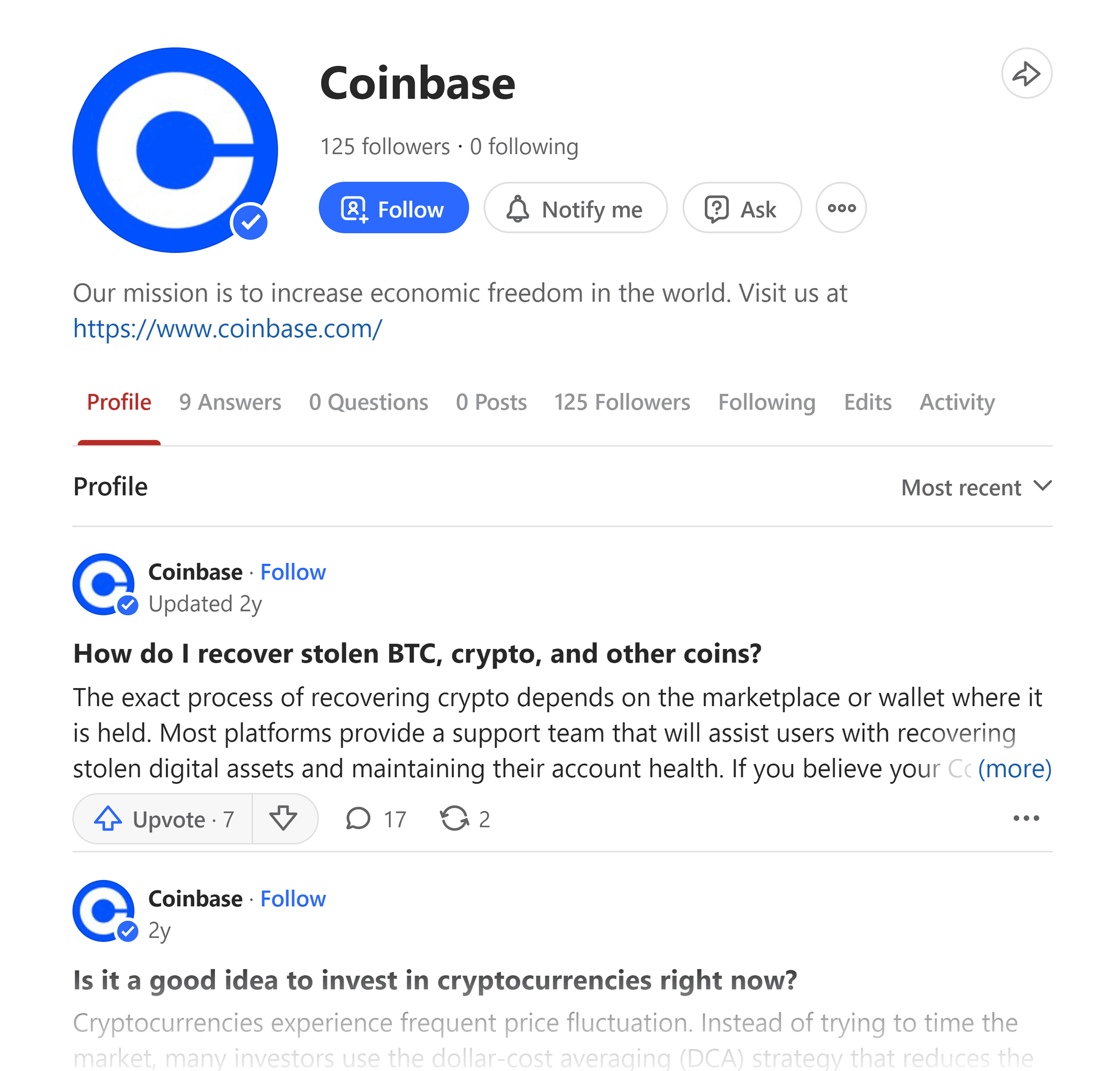 Quora – Profile – Coinbase