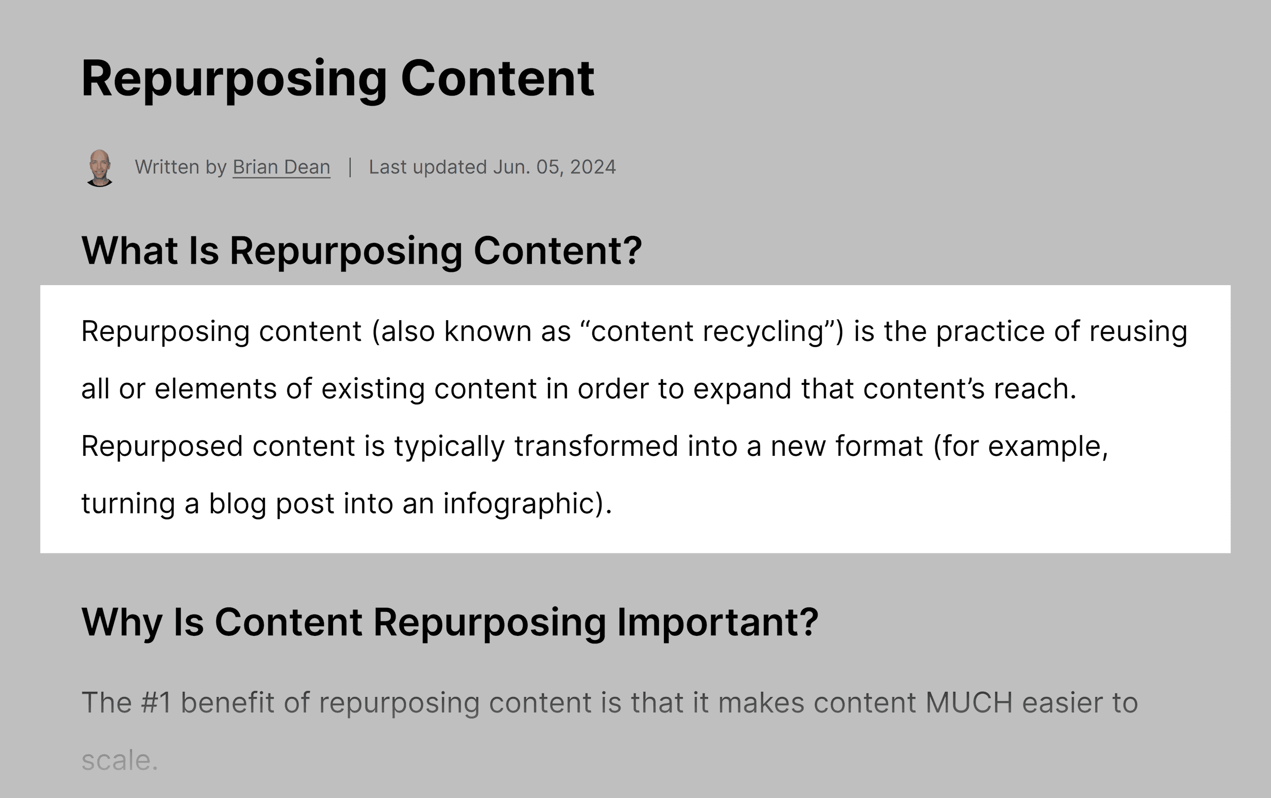 Backlinko – Content repurposing