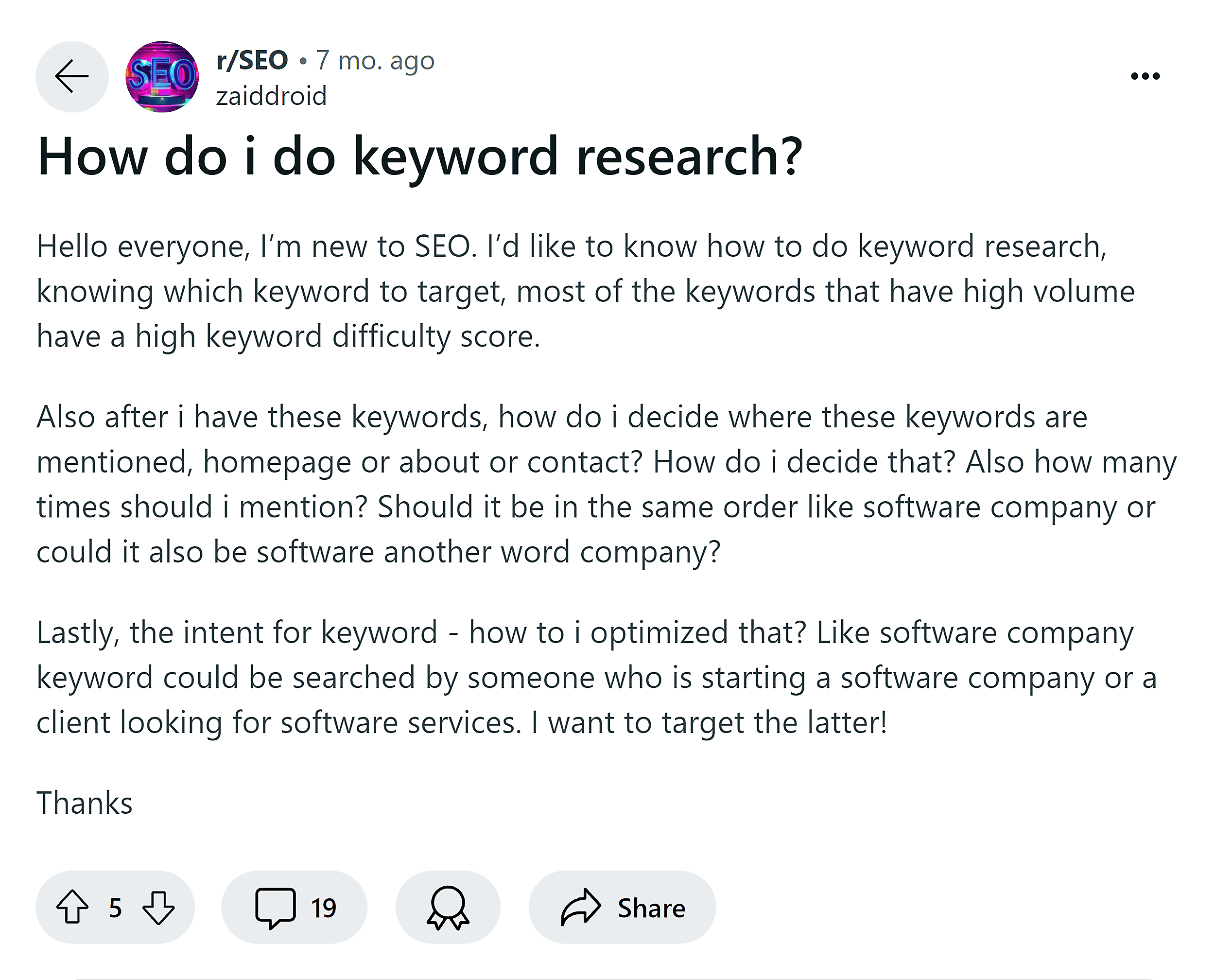 Reddit – Topic research