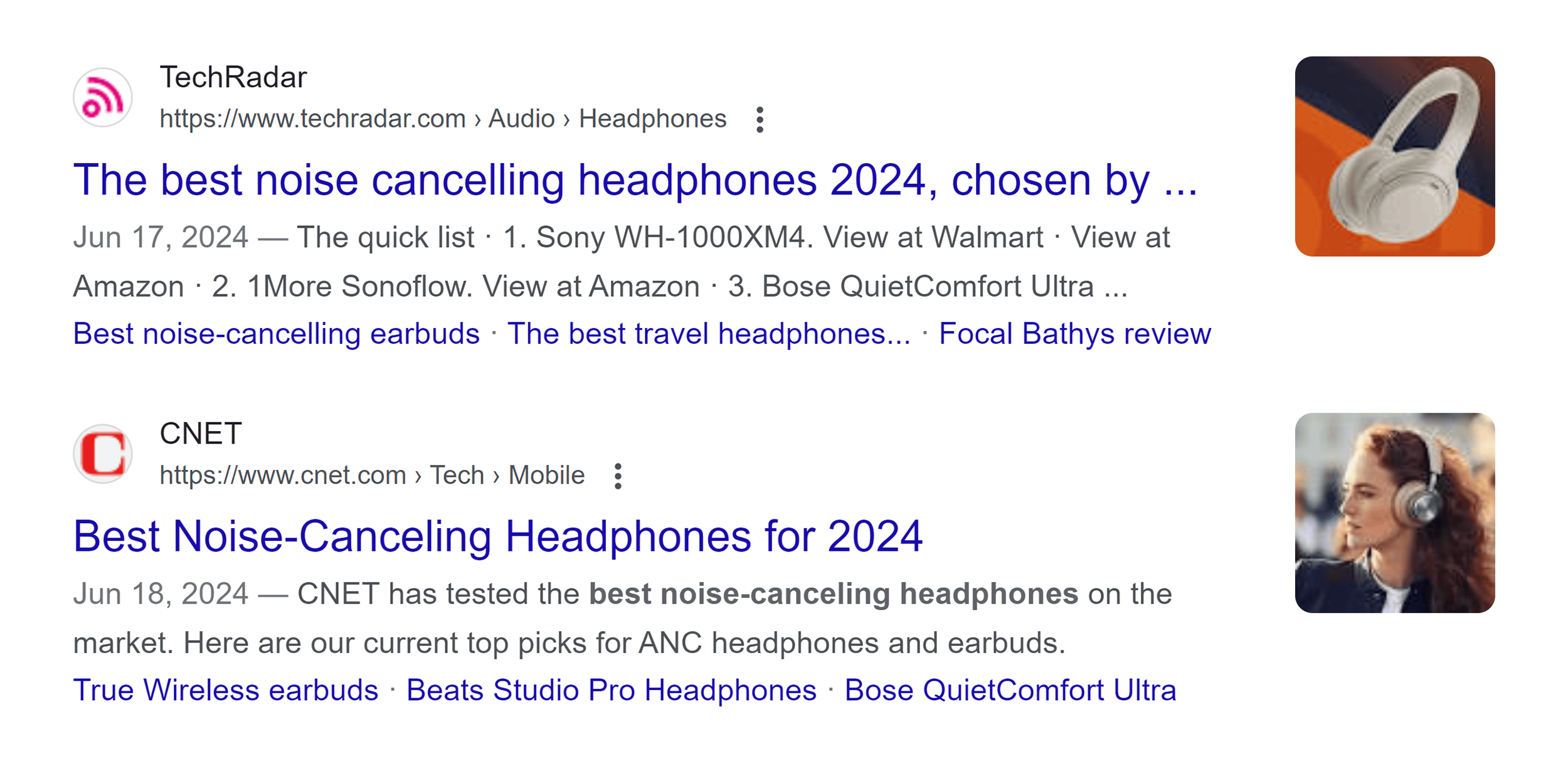 Google SERP – Headphones