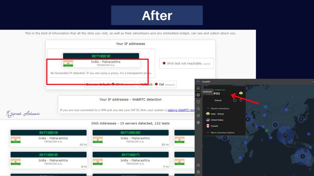 DNS Leak Test Result