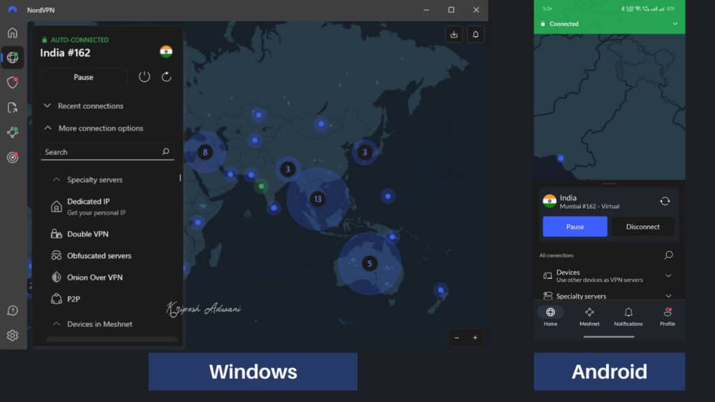 NordVPN Desktop vs Mobile UI