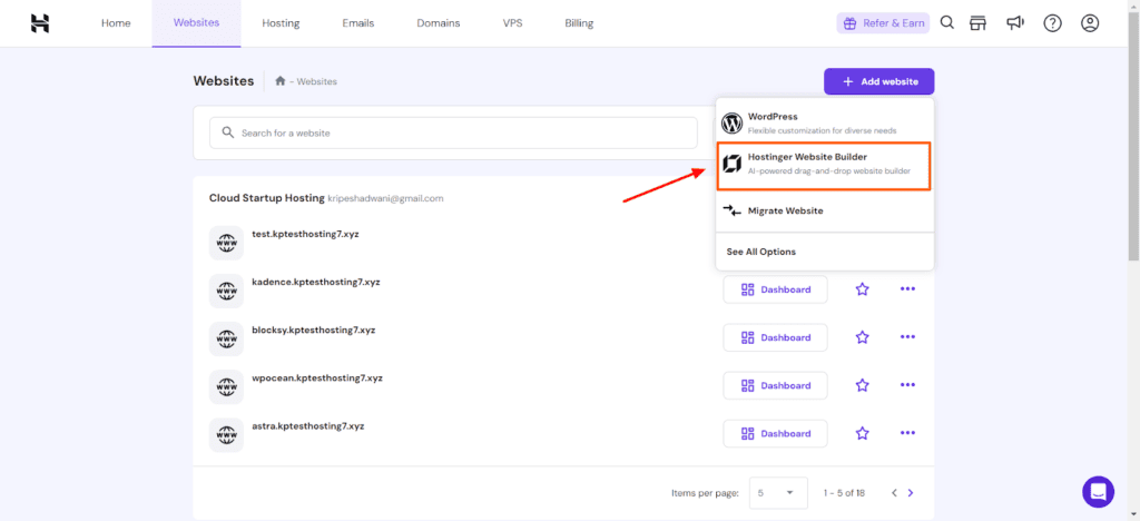 Hostinger AI Website Builder- Adding Website