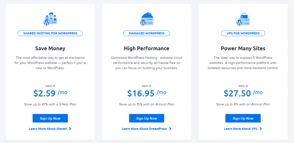 Dreamhost WordPress Hosting plans